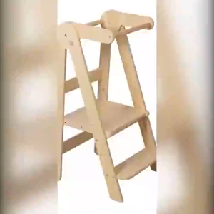 Montessori Kids Toddler Tower Kitchen Step Stool with Adjustable Height Learning Helper Natural Wood