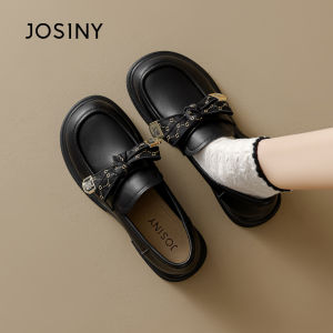 Josiny | New Autumn Spring British Style Black Womens Loafers