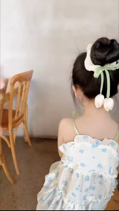 3Pcs Sweet Tulip Scrunchies Elastic Hair Tie Set for Women & Kids Floral Hair Accessories for Daily