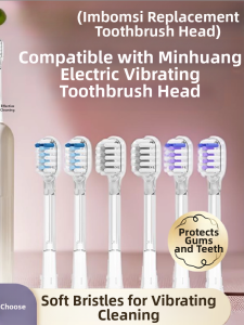 Soft Bristles Electric Toothbrush Replacement Head Universal Fit Minhuang AD-8009 Deep Cleaning Nylon Brushes Standard Design