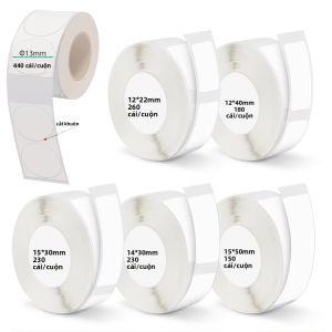 Cuộn Giấy Nhãn Khoảng Cách Màu Trắng Cho Máy In Nhiệt P12 P15 Phomemo D30 Q30 - Tự Dính Chống Nước 12x40mm 15x30mm 15x50mm