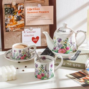 ชุดแก้วมักตะกร้าผลไม้ชามสลัดกล่องของขวัญในชุดน้ำชาแก้วกาแฟและชุดจานรองสำหรับชงกาแฟยามบ่ายสไตล์นอร์ดิก