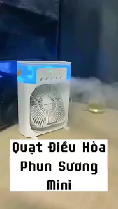 Quạt phun sương mini quạt hơi nước mini quạt điều hoà mini để bàn hẹn giờ đèn led 7 màu sang trọng