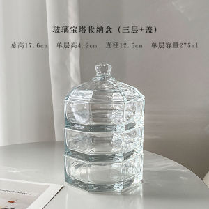 Glass Pagoda Storage Box Home Use Ring Necklace Jewelry Accessories Desktop Dustproof Storage Canister Display Piece