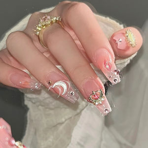 MONLEYTA | Wearable False Nails Butterfly Design Bridal Finished Product Student And Pregnant Women Friendly Nail Patches Summer Use