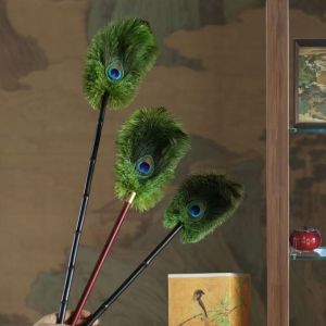 Peacock dust duster peacock ostrich hair duster household dust removal cleaning ornament anti-static no hair loss feather duster