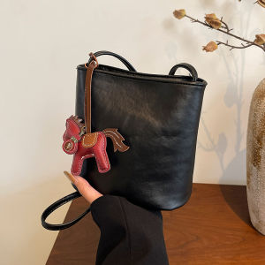 TANGKOU | Red Vintage Soft Leather Casual Tote Handbag