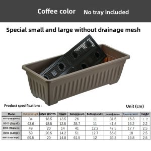 Plastic Flower Pot Rectangular Planting Basin Extra Large Vegetable Plant Flowerpot Balcony Vegetable Pot Bench Large Flower Trough Handy Gadget