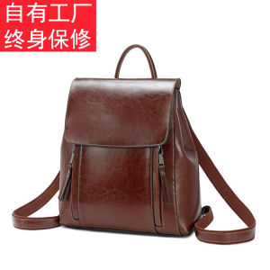 Top Layer Cowhide Leather Large Capacity Dual Shoulder Bag Fashionable Versatile Backpack Handheld Single Shoulder Slant Cross