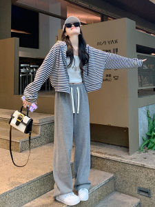 Fall Fashion Sportswear Set Womens Cotton Blend Polyester Fiber Small Size Cute Style College Freshman Outfit Matching