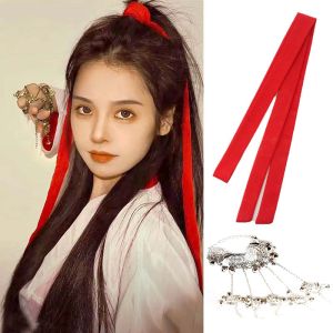 Small Toothpaste Cos Zixia Fairy Same Style Red Chiffon Ribbon Hair Band British Hair Accessories Ancient Costume Style Head Accessories