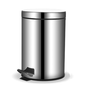 Stainless steel foot-operated flip-top trash bins suitable for home use