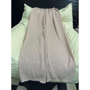 Extended Length Loose Fit Thin Home Leisure Plaid Womens Pants Walking Pants Spring Summer Autumn Seasonal Comfortable Sleepwear