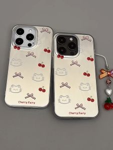 🖤ส่งจากไทยใน24ชม.🖤เคสไอโฟน15 14 13 12 11 Pro Max เคส iPhone 11 แฟชั่น การ์ตูน Kitty โบว พร้อมจี้ การป้องกันการตก case