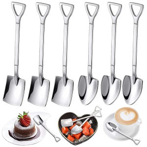 10Pcs Coffee Tea Spoon Stainless Steel Tableware Scoop Shovel Spoon for Ice Cream Dessert Watermelon Spoon