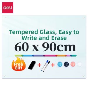deli | 3C Anti-Explosion Tempered Glass Magnetic Whiteboard for Drawing and Note Taking