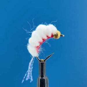 5pcs #10 Sucker Spawn Egg Fly Egg Yarn Body Flash Tinsel Tail Glo Bug Salmon Egg Fly Trout Perch Steelhead Fishing Lure Baits