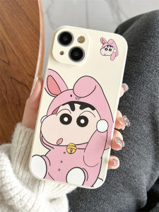 Cartoon Crayon Shinchan Full Cover Protective Case for 14/13 15Pro Max Mobile Phone Soft Shell Couple Anti-Fall White
