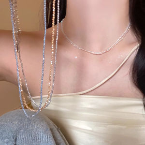 Bohemia Multicolour Acrylic Seed Beads Necklace for Women Handmade Strand Beaded Choker Short Neck Chain Simple Jewelry Party