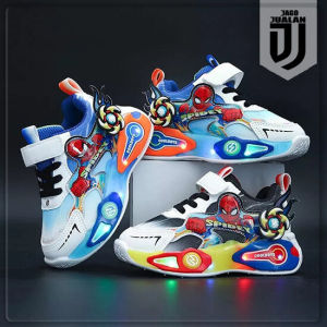 Sepatu Sneakers Lampu LED Anak Balita Sporty Motif SPIDER / Sepatu Kets Tali Perekat Anak Laki Laki usia 1 2 3 4 5 6 tahun / Sepatu MENYALA Anak Cowok Superhero Sporty / Sepatu Baby Casual Pria Sol Menyala Karakter Keren / Sepatu Fashion Running Anak LED