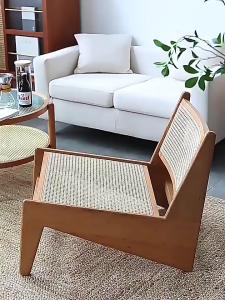Nordic woven solid wood leisure chair kangaroo lounge chair single person solid wood chair