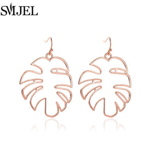 SMJEL Enamel Green Pink Leaf Pendant Earrings for Women Modern Jewelry Exaggerated Leaves Earring 2026 Bridesmaid Gift Wholesale