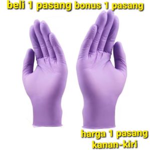 Promo beli 1 pasang bonus 1 pasang sarung tangan Lilac / sepasang sarung tangan nitrile Lilac / sarung tangan karet serbaguna / sarung tangan