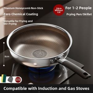 YIZHIFU | Titanium Non-Stick Uncoated Stainless Steel Deep Frying Pan