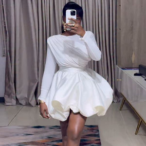 Womens Round Neck Bud Skirt and Long Sleeve Two Piece Set Autumn Fashion Casual Elegant High Waist Skirt Matching Set