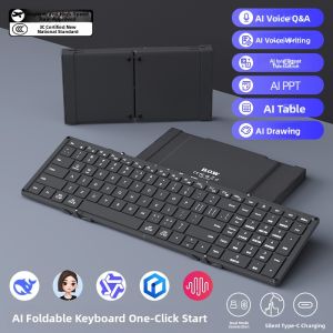 B.O.W | Foldable AI Keyboard Wireless Bluetooth for Laptops and Desktops Womens Office Quiet