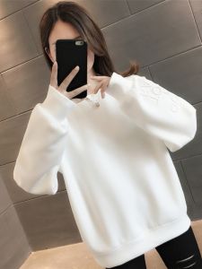 Áo Nỉ Thời Trang Xuân Thu Cho Nữ Áo Khoác Ngoài Mỏng Thời Trang Áo Nỉ Thường Ngày Áo Nỉ Dài Tay Cổ Tròn Màu Trơn