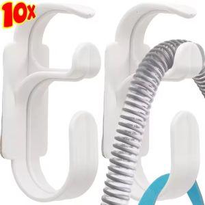 10x Hose Holder Hanger with Anti-Unhook Wall Mounted Self-adhesive Tubing Holder Avoid Hose Tangle Home Bathroom Storage Hooks