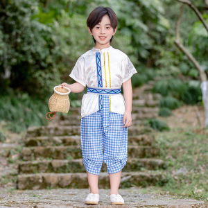 ชุดการแสดงเด็กน้ำหนักเบา สไตล์น่ารัก ชุดการแสดงนักเต้นชาติพันธุ์ไท ชุดการแสดงเด็กชายและเด็กหญิง