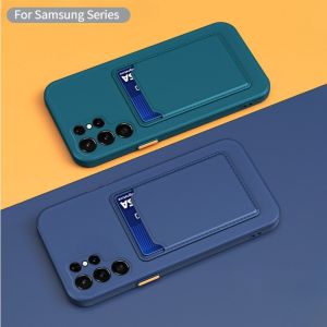 Card Bag Silicon Cover For Samsung Galaxy A04s A14 A24 A34 A54 A13 A23 A33 A53 A73 Casing Square Card Slot Camera Protection Cover