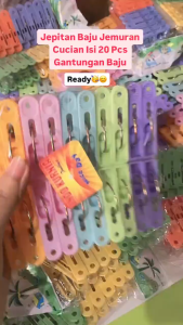 Penjepit Jemuran Baju Isi 20 Pcs / Jepitan Pakaian Anti Angin Murah / Jepitan Baju Praktis