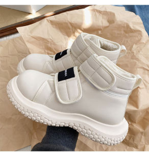 Thick Bottom Warm Black Snow Boots Womens New 2023 Winter Magic Tape Fleece Lined Thick Cotton Shoes Casual Style round Toe