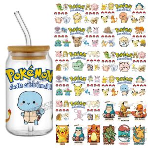Wholesale Cute Pokemon UV DTF 3D Pikachu Sticker New Cartoon 16oz Libbey Can Cup Popular Mug Car Phone DIY Transfer Wrap Decals