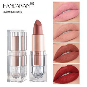 HANDAIYAN Matte Nude ลิปสติก Velvet Finish ลิปสติกยาวนานกันน้ําผู้หญิงแต่งหน้าเครื่องสําอางเกาหลียอดนิยมของขวัญหมายเลข