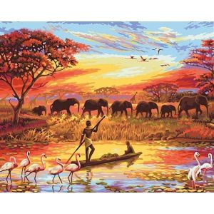 GATYZTORY Sunset Elephants Animals DIY Painting By Numbers Modern Wall Art Hand Painted Acrylic Picture For Home Decor 40x50cm