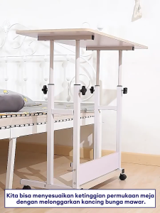 Meja Multifungsi untuk Laptop Adjustable Rak Penyimpanan Buku ocok untuk Belajar & Kerja di Rumah