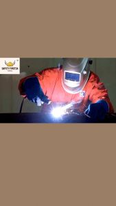 ผ้ากันไฟ สีส้ม หนา 0.43mm ผ้ากันสะเก็ดไฟงานเชื่อม พร้อมเย็บขอบและเจาะตาไก่ทุก 50cm สินค้ามีพร้อมจัดส่งทุกวัน