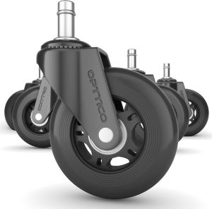 Office Chair Wheels Replacement Set of 5 - NO MORE CHAIR MATS - Office Chair Casters for HARDWOOD FLOORS - Smooth Rolling