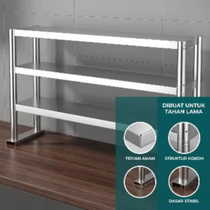 YOYO 2/3 Tier 304 Stainless Steel Countertop Shelf | Kitchen Organizer Rack | Over-Table Storage Shelf | Spice & Utensil Holder | Sturdy Frame