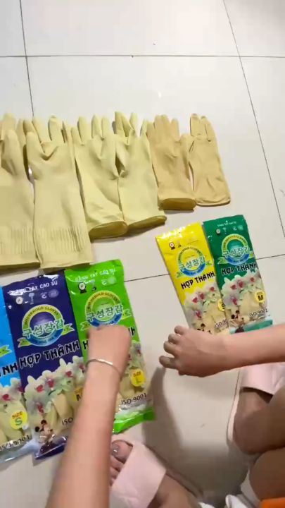 Găng tay cao su Hợp Thành đủ size S, M, L, XL. găng tay rửa chén, găng ...