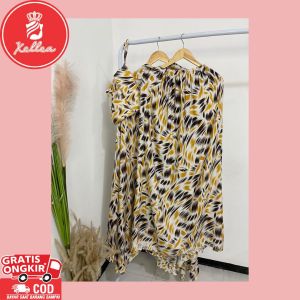 Mukena Jumbo Katun Rayon Premium Motif Abstrak Terbaru Mukena Lebraan Bahan Adem dan Cantik - XELLEA