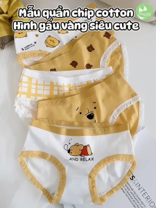 Combo 10 Quần Lót Bé Gái Cotton Thấm Hút Mồ Hôi Hình Gấu Đáng Yêu Đáy Kháng Khuẩn Size 25-62Kg Quần Cute CTB12