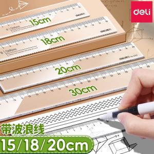 Deli Acrylic Ruler with Wave Line Drawing Measurement Tool Set for Students And Business Professionals Graphing Tools Set