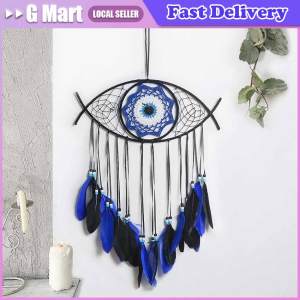 Dream Catcher With Turkish Eye Wall Hanging Pendent Handmade Car Ornament Craft Bedroom Blue Evil Eyes Evil Eye Dream Catcher Wind Chimes Handmade Wall Hanging Pendant Ornament Crafts Hanging Bedroom Home Decoration