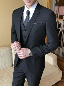 Business Casual Slim Fit Wedding Suit Set for Men Youth Standard Tailor Korean Version Groom Formal Outerwear Jacket