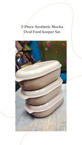 3-Piece Aesthetic Mocha Oval Food Keeper Set"